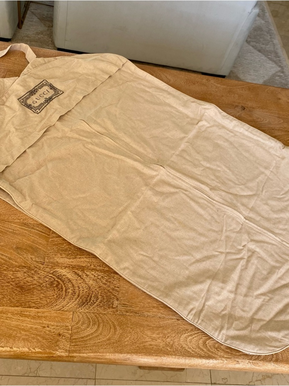 Gucci Beige Canvas Logo Storage Bag